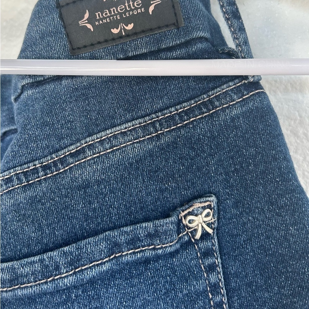 Nanette Lepore Blue Jean Shorts Distressed Raw-Edge Hem - Picture 6 of 6